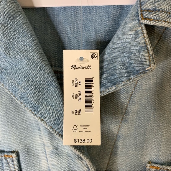 Madewell womens denim utility SS romper in Fitzgerald wash XXL NEW - Picture 7 of 11